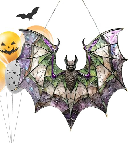 Yuemeuy Atrapaluces para Ventana | Atrapasoles Plano De Murciélago 2D En Acrílico | Arte Decorativo para Halloween Cocina Sala Porche Jardín Exterior Césped Balcones Interior