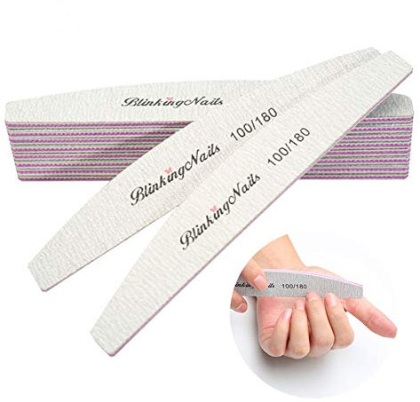 BlinkingNails Lima de Uñas Desechable 100/180 Nail Files and Buffers Sanding File Set, Archivos de Uñas de Dedo Profesionales Nail File, Double Sided Washable Block File for Nails Emery Boards File