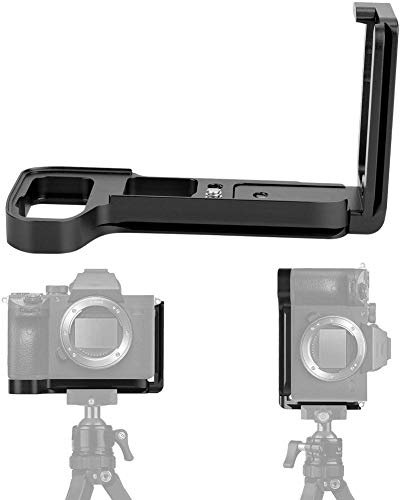 Quick Release L-Shaped Bracket for A7M3 A7R3 A9 Cameras, Durable L Plate Vertical Handle Grip with 39mm Arca-Swiss Compatible Interface 1/4 Inch Screw Support Tripod Rail Black