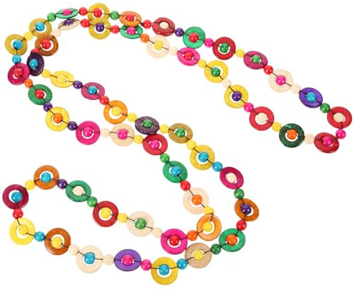 PRETYZOOM Ethnische Halskette, lang, bunt, rund, Perle, Vintage, handgefertigt, Boho, Schmuck für Damen, Muttertag. Agarwood, Harz., ., Hochwertiges Holz, Kokosnussschale, Seil, Kunstharz.