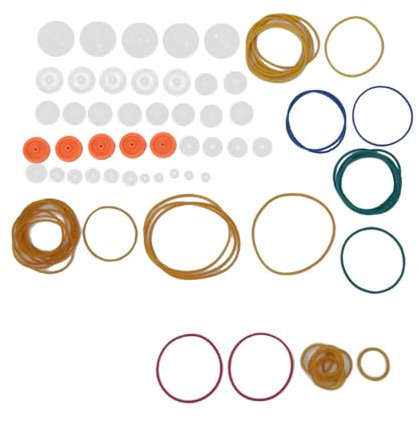 Kuuleyn Riemenscheibe, 2 mm Loch 84 Stück Getriebegurt Riemenscheibe Gummiband-Kombinationsset für DIY-Modellspielzeug