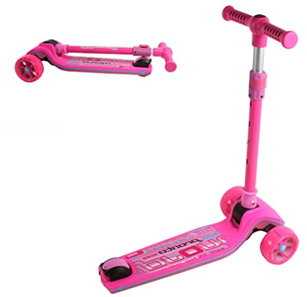 Calma Dragon Patinete YX-S241, 3 Ruedas con Luces LED, Diseño Plegable, Scooter para Niños y Niñas, Altura Ajustable, Patineta Infantil, Patín Freesyle, Monopatín con Freno Trasero (Rosa)