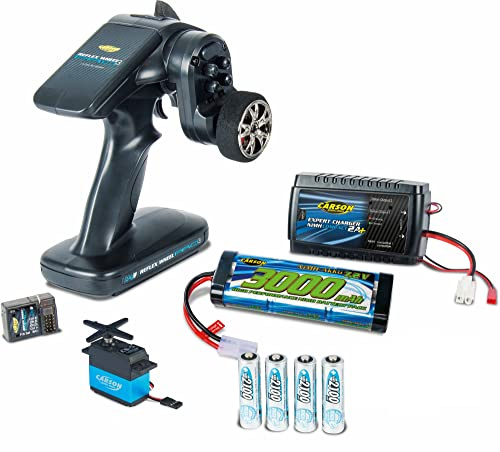 Carson Reflex PRO 3 500707152 - Kit Telecomando Elettrico 2 4 GHz con Batteria e servo Compatibile con Tamiya RC Kit di Costruzione Modelismo in Confezione Ecologica, Colore: Nero