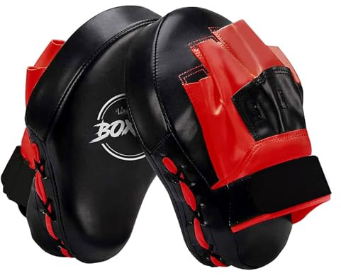 Valleycomfy Pattes d'ours de Boxe pour Homme - Coussinets de Frappe - Coussinets de Boxe - pour Arts Martiaux - Entraînement - Muay Thai Taekwondo - Karaté - Accessoire de Sport - Rouge