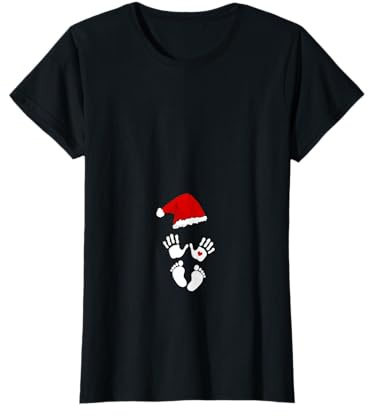 Mujer Baby Bump First Christmas Embarazo Camisas Humor Camiseta