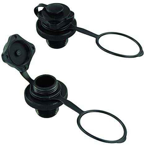 LAMXD 2 Pcs Inflatable Boat Air Valve, Boston Spiral Air Plugs Quick Inflate & Deflate Screw Nozzle Cap Anti-leakage Bungs Replacement for Kayak, Dinghy, Airbeds, Hot Tub, Raft, Pool Boat-Black