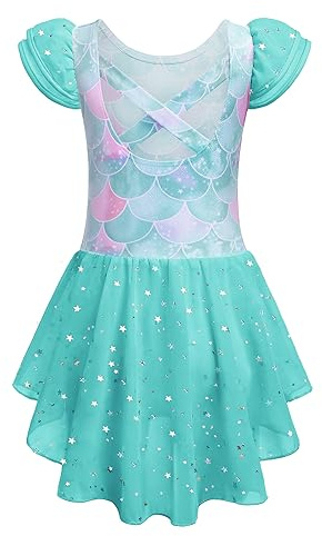 Zaclotre Girls Ballet Leotard Shiny Flutter Sleeve Dance Dress with Criss-Cross Back Toddler Ballerina Outfits
