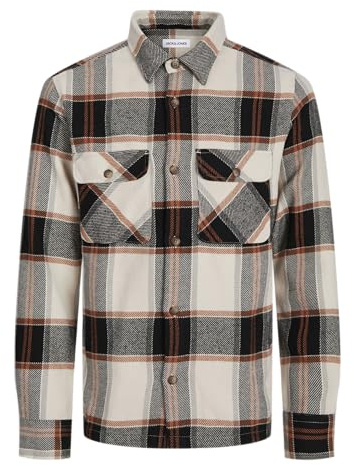 JACK & JONES Jjdarren-Camiseta de Franela Camisa Casual, Moonbeam, S para Hombre