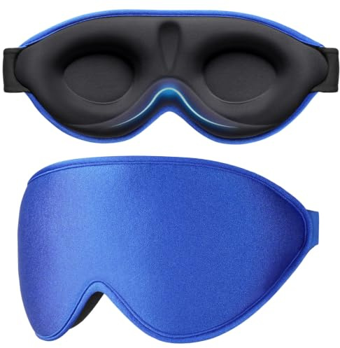 Gritin 100% Light Blocking Sleep Masks for Men&Women-Zero Eye Pressure Mask | 3D Ergonomic Design Eye Movement&Eyelash Friendly,Ultra Comfortable Blindfold for Sleeping,Nap/Travel Essential-Sapphire Blue