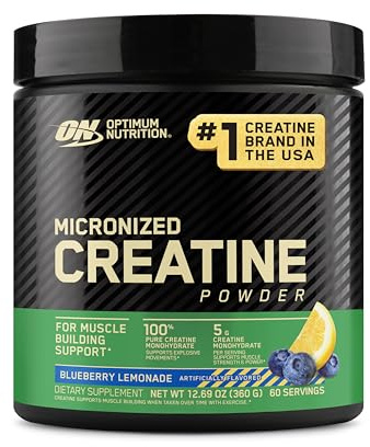 Optimum Nutrition Micronized Creatine Monohydrate Powder, Blueberry Lemonade Creatine, 60 Servings, 360 Grams (Packaging May Vary)