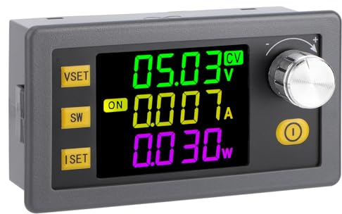 DROK Adjustable Voltage Regulator, 6v-36v to 0-36v 120W 6A Buck Boost Converter Wide Angle Color Screen LCD Display for Golf Cart, Solar Panel