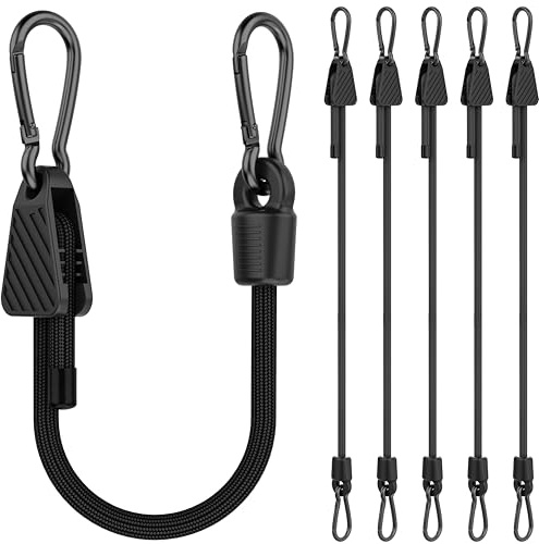 Cordini elastici con ganci, corde elastiche regolabili da 30 cm con moschettone, facili da regolare da 18 a 30 cm, cinghie elastiche corte con clip, resistenti per bici, carico, confezione da 6