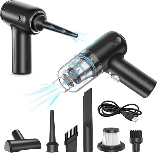 Blinme Handheld Vacuum Cleaner 13000pa, 5-in-1 Car Vacuum Cleaner with Powerful Suction, Tyep-C Double Layer Filtration Rechargeable Portable Lightweight Mini Vacuum for Pet Hair, Car and Home