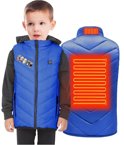 2024 Veste Chauffante Enfants Manteau Doudoune Chauffant Enfants USB avec 3 Zones de Chauffage Manches Longues Veste Chauffante pour Le Travail en extérieur Tenue Quotidienne Ski Équitation Moto