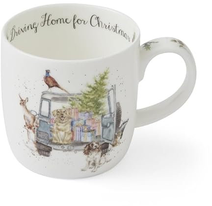 Royal Worcester Wrendale Deigns Driving Home for Christmas 0.3 Litre Ceramic Mug