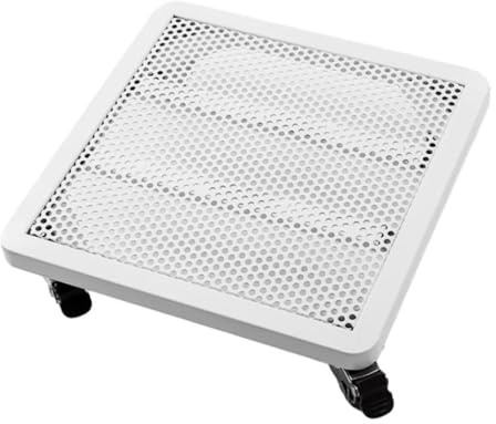Soporte de metal negro resistente para plantas con ruedas, carrito de flores rodante para uso en interiores y exteriores, bandeja de soporte grande con drenaje (40 x 50 x 9 cm)