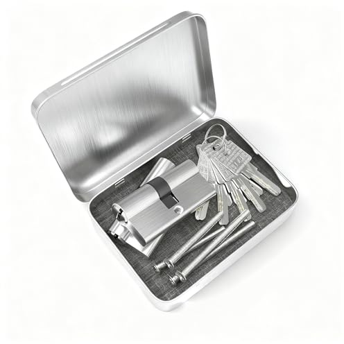MANICAF Lot de 2 cylindres de serrure 40/45 avec 5 clés, cylindre profilé, cylindre de porte, verrouillable des deux côtés, serrure à cylindre Euro en cuivre