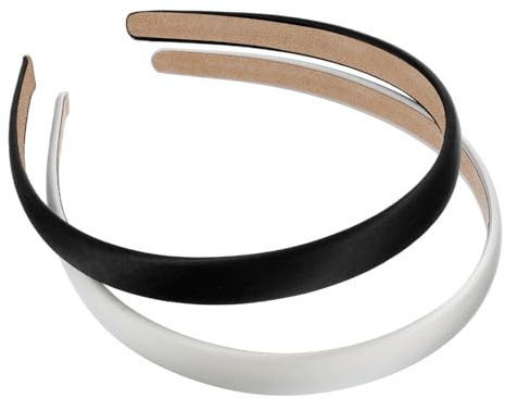 2 cerchietti per capelli da donna, colore nero, in raso, tinta unita, antiscivolo, semplice e alla moda, per donne, ragazze, uomini, fai da te