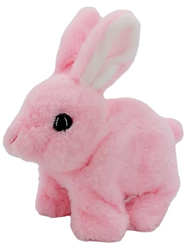 Interactive Bunny Plush Toy – 16x9x16cm Electronic Rabbit Figure With Motion Sensors, Animated Jumping Body Action, Responsive Ear Twitch Mechanism | Realistic Stuffed Animal for Kids Playtime Learnin