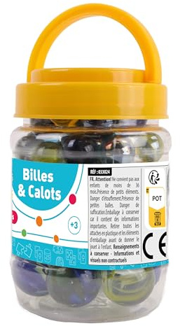 MGM FLYPOP'S - Botes de Canicas y Tapas - Juego de Recreación - 033024 - Multicolor - Vidrio - Juego de Habilidad - Juguete Infantil - Tapas - 1,6 cm x 1,6 cm - A Partir de 3 años.