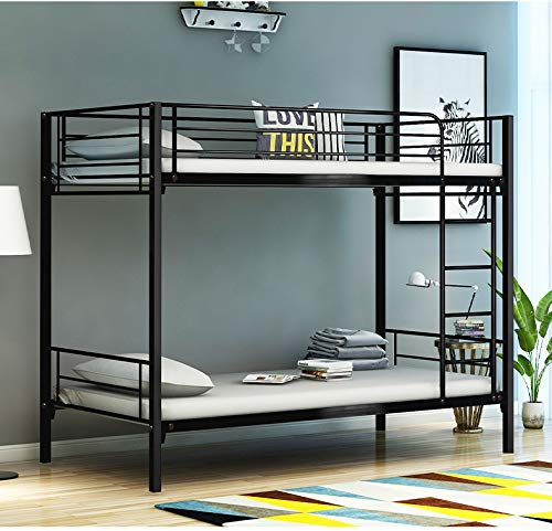 Panana Silver Twin Bunk Beds Metal Bunk Bed Frame with Ladder Steady Metal Slats for Kids Adult Twins (Black)