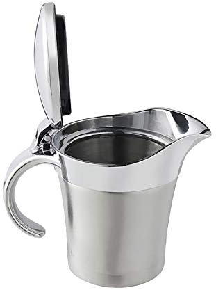 Salseras para Salsas con Tapa, Salero de Acero Inoxidable con Aislamiento de Doble Pared, Olla de Acero Inoxidable 304 para Salsa, Salsas, Crema, Leche (500ML)