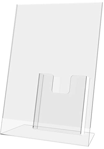 Danieli | Espositore A4 Con Tasca Portadepliant 1/3 di A4 Da Scrivania In Plastica Trasparente | Porta Depliant Da Tavolo Con Portavvisi Per Fiere, Ristoranti, Uffici (1 pezzo)