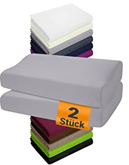 npluseins 2er Pack Spannbezüge Kissenbezüge für Gesundheitskissen 1450.2049, 1 Pack (2 Stück) - Spannbezüge 40-45 x 60-80 cm, grau