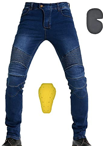 MANYMANY Jeans da Moto per Uomo Pantaloni da Moto protettivi per Jeans, Blu, S/M/L/XL/2XL/3XL