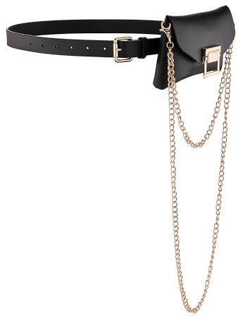 Faletony Damen Kleine Modern Taillenbeutel Hüfttasche Stylisch Bauchtasche Tasche Mini Hüfttasche Gürteltasche Gürtel mit Kette