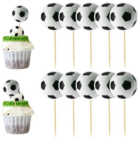 36 Pièces Decoration Gateau Foot, decoration gateau foot Faciles à Installer pour deco gateau foot de Fête d'Anniversaire,Theme Football Cupcake Food Toothpicks Baby Shower Cake Decorations
