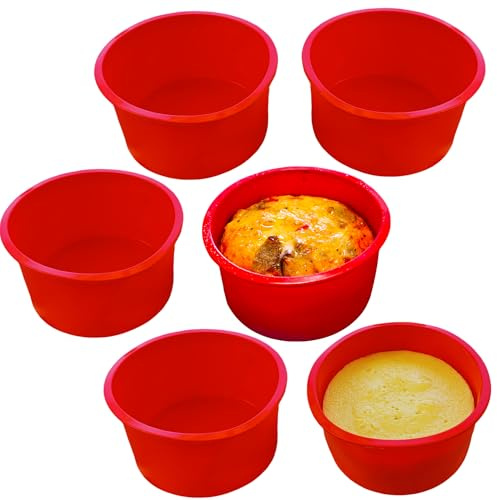 PetriStor 6 Unidades Moldes Silicona Reposteria Pulgadas 10 Cm - Molde para Bizcocho Freidora De Aire - Molde para Horno Redondo - Molde Antiadherente Para Tartas De Chocolate Hornear