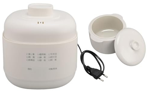 Cuiseur à Ragoût en Céramique 200W, Mini Mijoteuse électrique 1L avec Couvercle de Minuterie pour la Cuisine Domestique, Cuiseur à Soupe et Bouillie Anti-brûlure Sèche (Prise UE