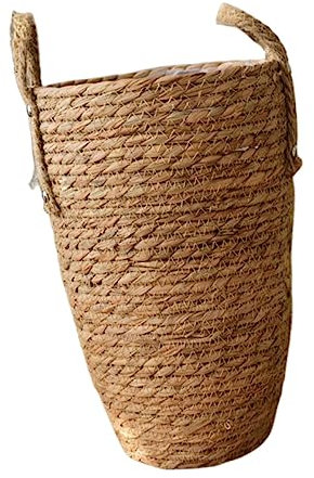 BESPORTBLE Cesta Tejida para Plantas Decorativa De Gran Tamaño para Interior y Exterior, Maceta Multiusos De Mimbre Natural, Diseño Artesanal Asa para Terraza, Jardín y Hogar