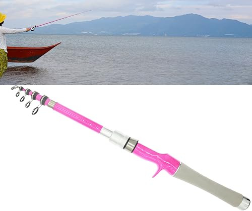 Portable Telescoping Fishing Rod 5.9/7.8FT- Ultralight Fishing Rod-Girls Fishing Pole for Travel Saltwater Freshwater (Pink 5.9FT)