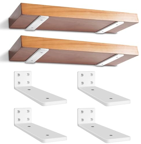 4 Pezzi Supporti per Scaffali, 15 cm Staffe per Mensole Pesanti, Reggimensola Supporto Reggi Mensola da Muro, Staffa a L per mensola per Studio | Cucina | Ufficio | Camera | Bianco
