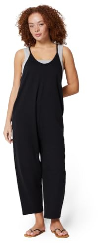 Amazon Essentials Women's Oversized-Fit Sleeveless Jumpsuit, Black, L