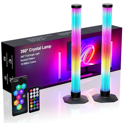MIWATT 360°32CM RGB Light Bars LED TV Backlight with DIY Music Sync Modes Smart Bluetooth Control, 8 Scene Modes Color Light Bar for Room Decoration, Gaming, PC, TV