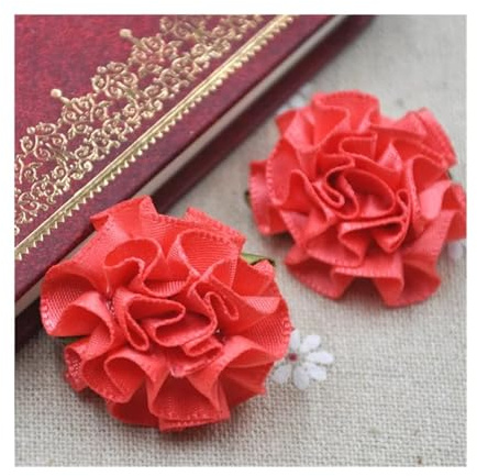 LOVSSU tygblommor 40 stycken U-plektrum band, blomma nejlika applikationer, sy/hantverk/bröllop lots (färg 10)