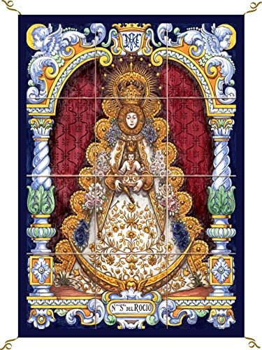 Porras E&B Virgen del Rocio Azulejo Balconera Colgadura Repostero 70x100 cm Regalo Romeria el Rocio Candelaria Almonte