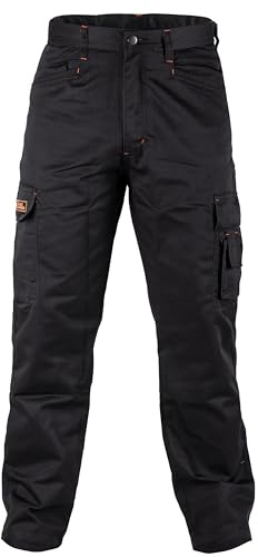 BLACK HAMMER Pantalon de Travail et de Combat pour Hommes Pantalon Cargo Multi-Poches Jogger Coutures renforcées Homme d'affaire entrepôt Survival Noir (40W / 31 Regular)