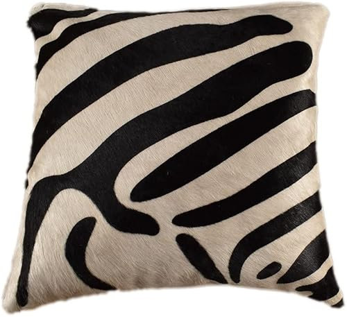 Kuhfelle Online & Nomad KUHFELL Kissen HÜLLE Kissenbezug BEIDE Seiten AUS ECHTEM KUHFELL (50 x 50 cm, Zebra)