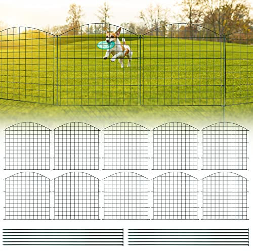 Jopassy Recinzione per stagno, in metallo, recinzione da giardino con 10 elementi di recinzione e 12 barre di fissaggio, beccuccio per cuccioli, recinzioni per il giardino