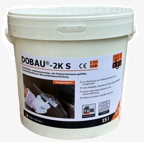 Dobau 2 KS Bitumen Tjockbeläggning 15 Liter. Tätning, spackelmassa för källarväggar och fundament. Mycket flexibel, åldringbeständig och snabbtorkande. Lösningsmedelsfri