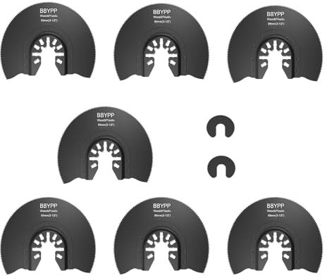 BBYPP 7 Hojas de Sierra Semicircular Oscilantes, Diámetro 88mm Herramientas Oscilantes de Liberación Rápida Multiherramienta Sierra Cuchillas, para Madera Plástico PVC