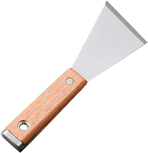 Espátula for masilla, raspador de pintura, herramienta raspadora, raspador de pintura, espátula de acero inoxidable flexible y mango de madera maciza duradera for quitar papel tapiz, decoración de bri
