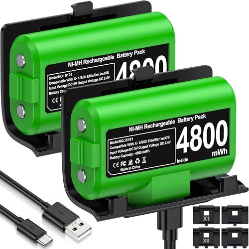Svetaecho for Rechargeable Xbox Controller Battery Pack â 2x4800mWh Long-Lasting Battery with 4 Back Covers, USB-C Fast Charging Compatible with Xbox Series X|S / Xbox One / Elite Controller Xbox Series X Cases