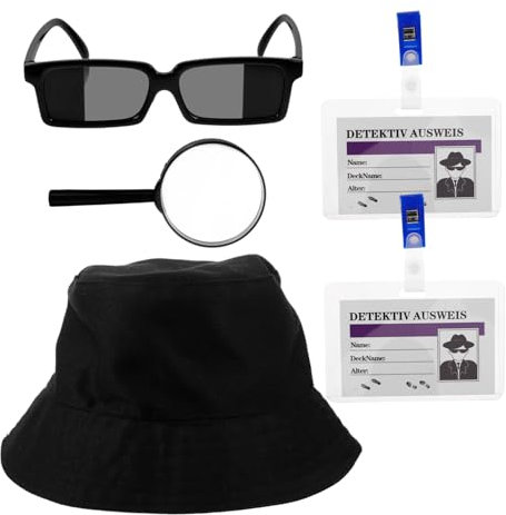 GARVALON Detektivset Mit Vergrößerungslinse Und Hut Zum Cosplay Für Kostümpartys Halloween Und Rollenspiele Für Damen Und Herren Geeignet