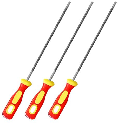 LYQNIHOB 3 Pezzi Lime per Affilatura Motosega, Lima per Motosega, affila Catena Motosega, Lime Rotonde per Catene di Motosega con Impugnatura, Facile da impugnare, Adatte per Affilare Motoseghe