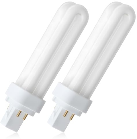 2pcs 18W G24q-2 Compact Fluorescent Light Bulb, 4-Pin Neutral Light 4000K, 1200 Lumens 2U Energy Saving CFL Tube, 240V PLC Non-Dimmable Lamp for Bathroom, Corridor, Kitchen, Indoor Use